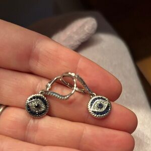 Evil eye Silver and Blue Drop Earrings